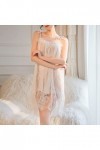 Ghemdilmn Robe de nuit sexy en dentelle avec col rond pour femme, Blanc., L
