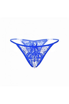 Junhasgood Strings Hot Sexy Femme élégant T Sexy Lingerie Dentelle Retour Doux Thong Culotte de Nuit Confortable 0330FRQA-Bl