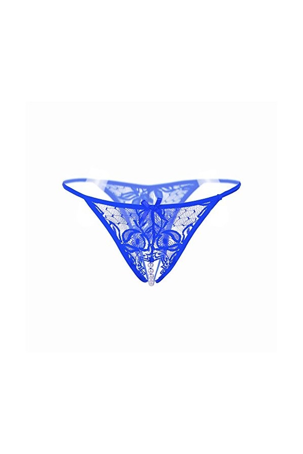 Junhasgood Strings Hot Sexy Femme élégant T Sexy Lingerie Dentelle Retour Doux Thong Culotte de Nuit Confortable 0330FRQA-Bl