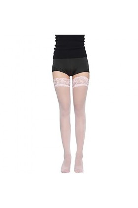 XIUH Collants en résille pour femme - Noir - À pois, Rose 4, taille unique