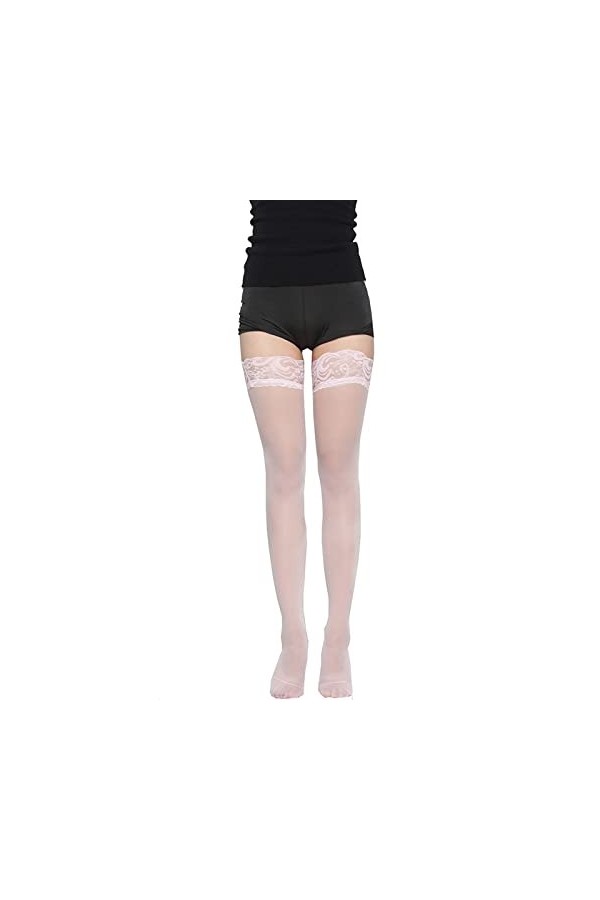 XIUH Collants en résille pour femme - Noir - À pois, Rose 4, taille unique
