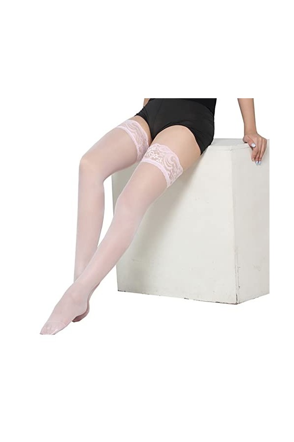 XIUH Collants en résille pour femme - Noir - À pois, Rose 4, taille unique
