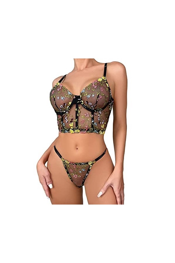 Lingerie Sexy Femme Ensemble de Soutien-Gorge Classique Lingerie Sexy en Dentelle Classique Nuisette Sexy Hot Ouverte Lingeri