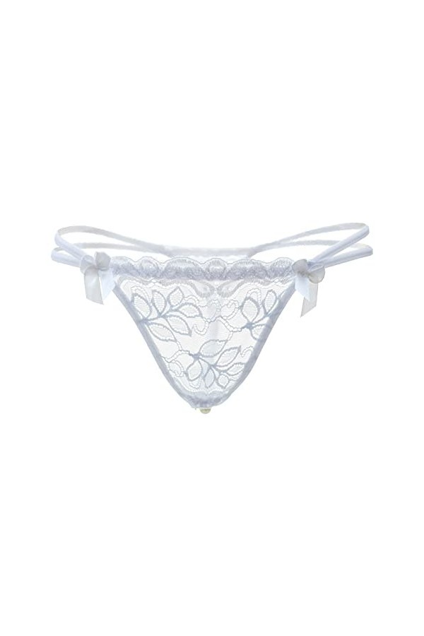 BIISDOST Femmes Sexy Taille Basse Ultra Mince Voir à Travers Transparent Dentelle Creuse Ouvert Entrejambe String Culotte Bod