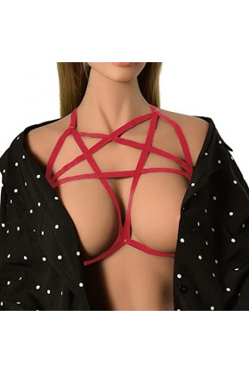 GilRu Lingerie discothèque Costume de la Reine évider Cinq Branches étoile Sangle réglage Harnais Soutien-Gorge S0026 Lingeri