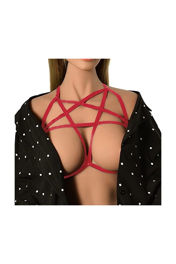 GilRu Lingerie discothèque Costume de la Reine évider Cinq Branches étoile Sangle réglage Harnais Soutien-Gorge S0026 Lingeri