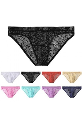 Gefomuofe Boxer sexy pour homme - En dentelle - Sous-vêtements - Sous-vêtements avec taille moyenne ouverte - Pour le sport -