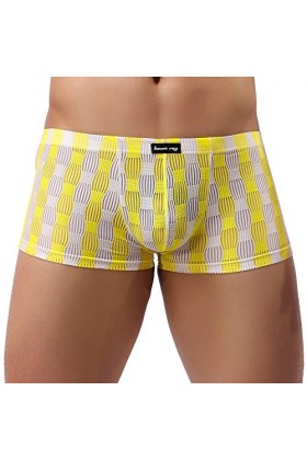 Sous-vêtements pour homme - Sous-vêtements sexy et respirants - Sous-vêtements de nuit confortables - Boxer noir, jaune, XXL