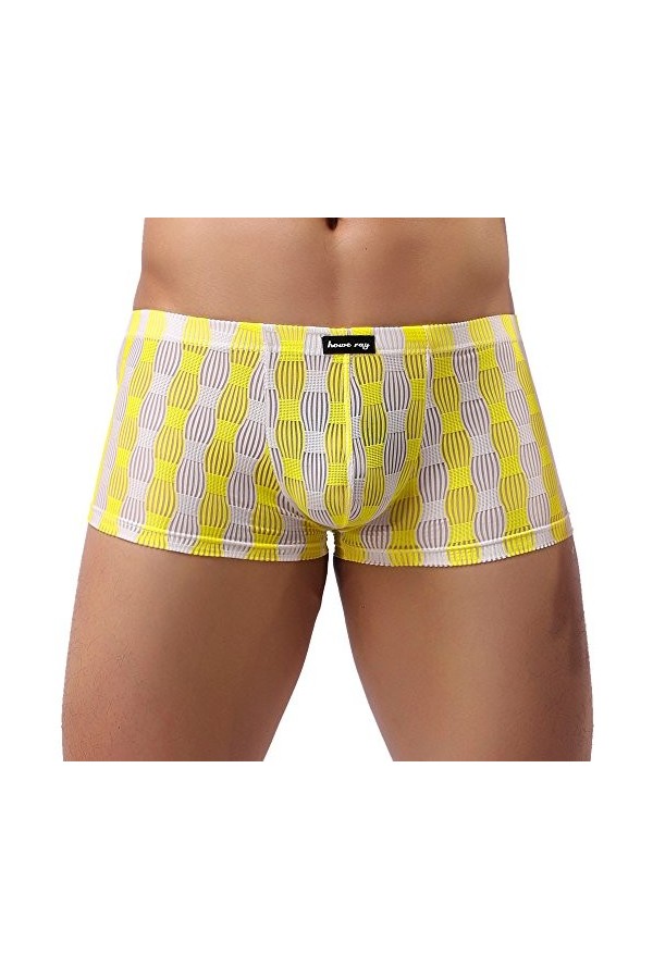 Sous-vêtements pour homme - Sous-vêtements sexy et respirants - Sous-vêtements de nuit confortables - Boxer noir, jaune, XXL