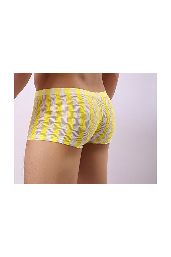 Sous-vêtements pour homme - Sous-vêtements sexy et respirants - Sous-vêtements de nuit confortables - Boxer noir, jaune, XXL