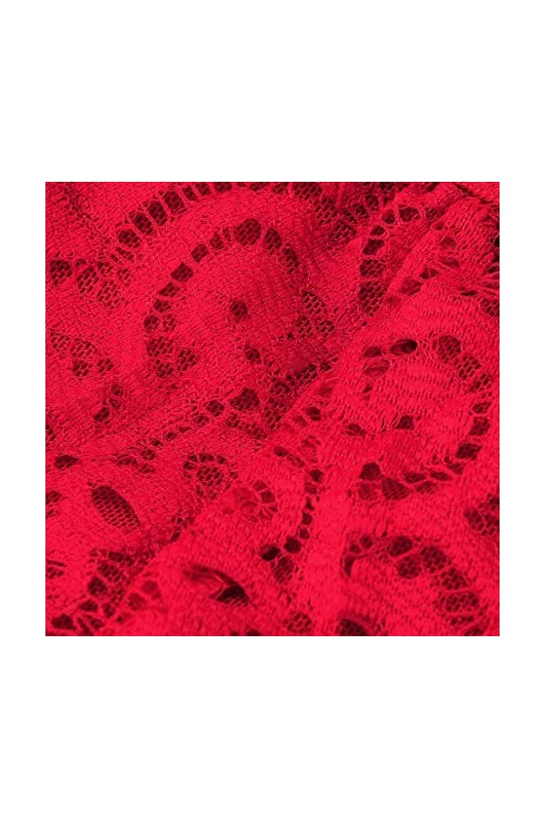 Ensemble de 3 pièces de lingerie sexy pour femme avec soutien-gorge en dentelle Taille S-2XL, Rouge, M