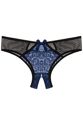 Culottes ouvertes Bas Sexy Femmes Culotte Dentelle Culotte Taille Étape Sous-vêtements Lingerie Laque Infirmière, bleu, taill