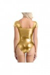Générique Femmes Wetlook Body Shiny Ballet Justaucorps Dance Body Jumpsuit Party Dance Wear Disco Mini Jupe Courte Sexy Yell