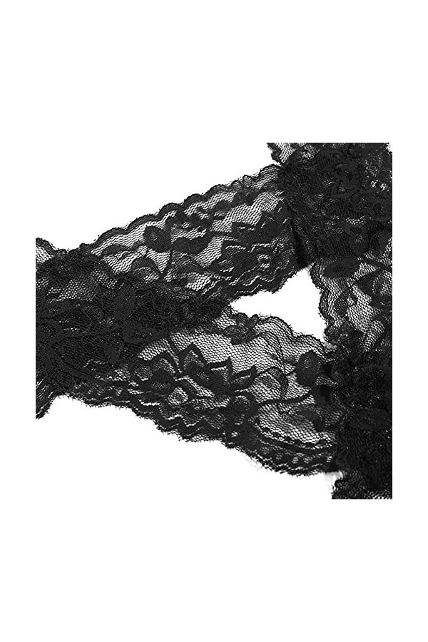 liaddkv Lot de 2 lingerie sexy en dentelle et string pour femme - Grande taille, Noir , M
