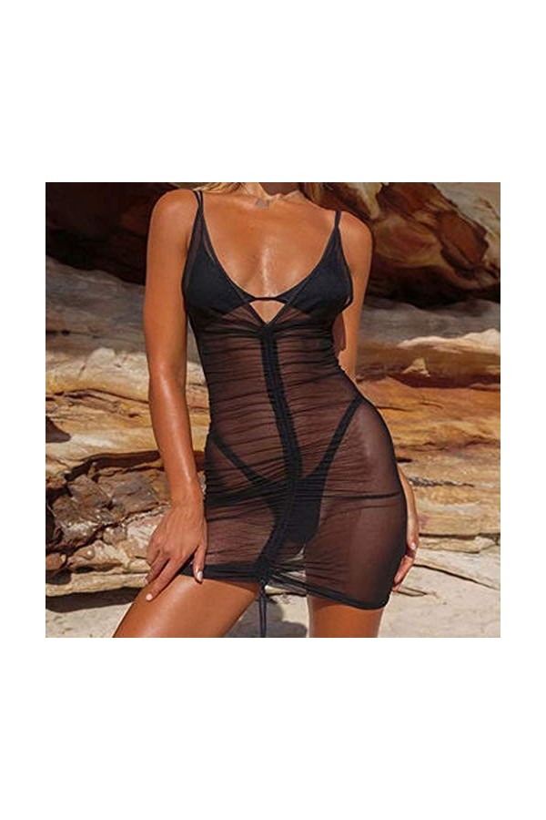 CUTeFiorino Lingerie avec jarretelles Robe de soirée dété pour femme - Néon avec filet de vacances - Pour petites femmes, No