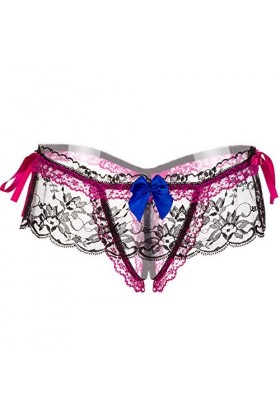 BIISDOST Slips Floral Sexy Transparent High-Crotch Culottes sous-vêtements Dentelle pour Femmes Robe Longue Lingerie Hot Pin