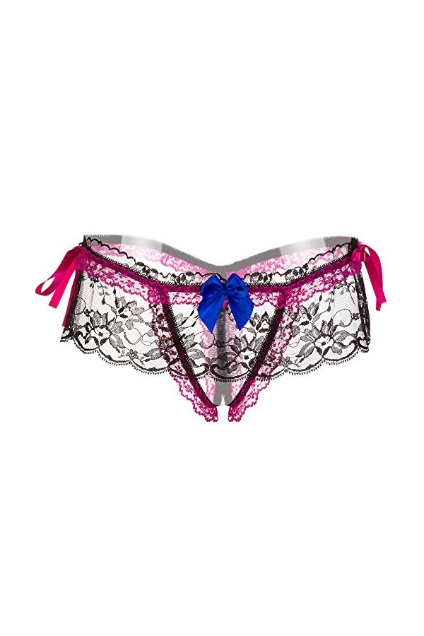 BIISDOST Slips Floral Sexy Transparent High-Crotch Culottes sous-vêtements Dentelle pour Femmes Robe Longue Lingerie Hot Pin