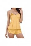 Jiabing Pyjama Pyjama Ensemble Lingerie vêtements de Nuit Femmes Shorts Sexy Satin Set Lingerie Sexy Cuir Yellow, M 
