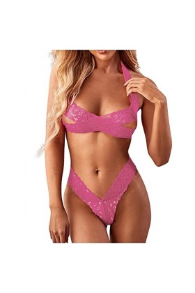 FGUUTYM Ensemble de lingerie sexy en dentelle pour homme, Rose, L