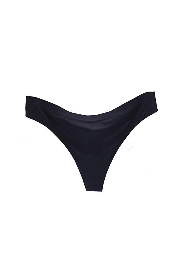 BIISDOST Briefs de Glace Entrejambe sous-vêtements sans Couture Sexy Femmes G-Strings Soie Coquin Black, XL 