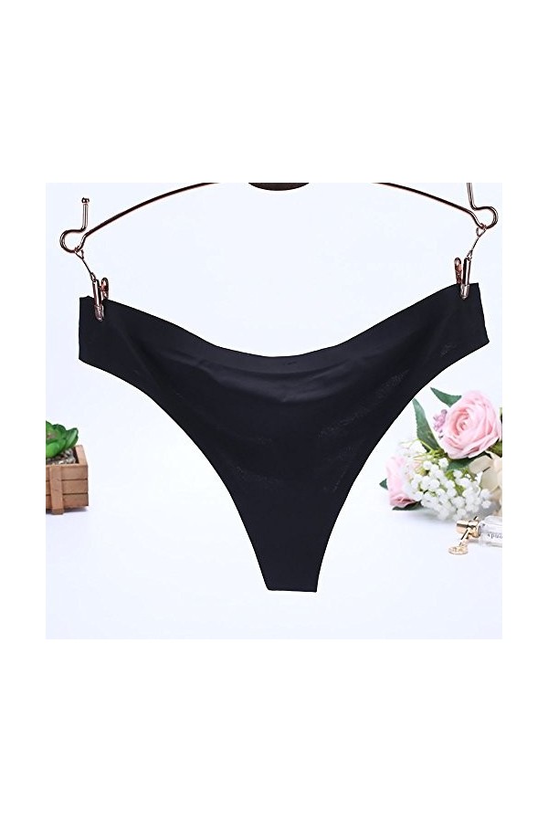 BIISDOST Briefs de Glace Entrejambe sous-vêtements sans Couture Sexy Femmes G-Strings Soie Coquin Black, XL 