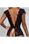 Hasagimol Lingerie Sexy Femme éRotique Pute One-Piece Deep V Dos Nu Réglable Teddy Sous-VêTement Ouvert Dentelle Babydolls Bo