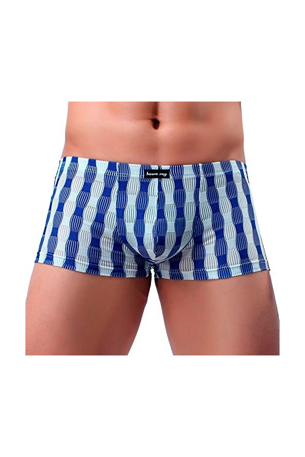 Sous-vêtements pour homme - Sous-vêtements sexy et respirants - Sous-vêtements de nuit confortables - Boxer noir, bleu, L