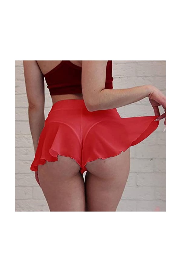 LIBELLEFLY Culotte sexy pour femme - Taille élastique 22 W, Rouge, 3XL