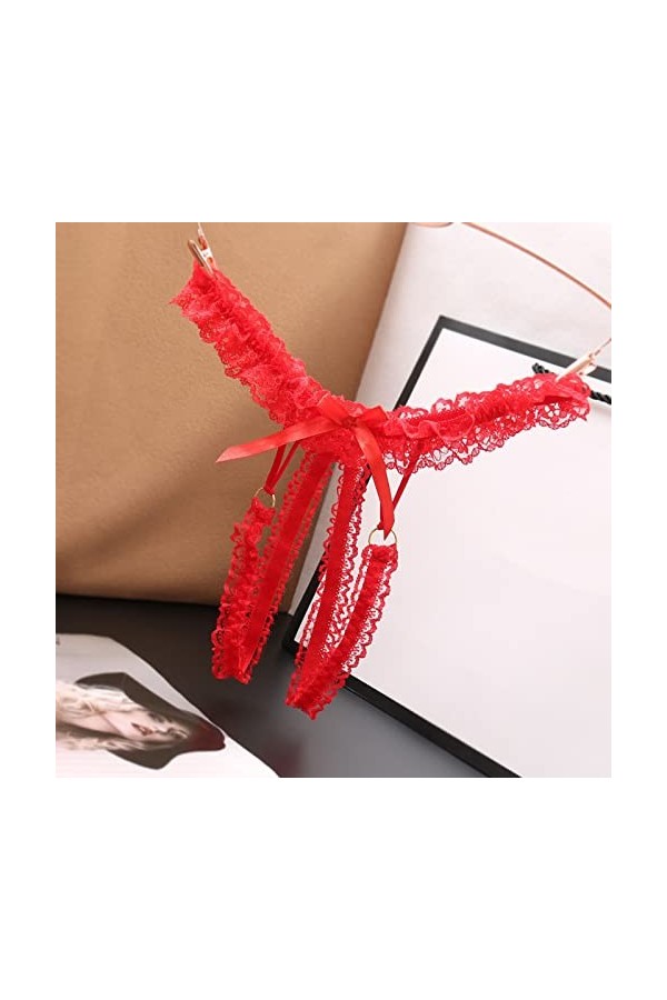 Lingerie Femme Sexy Ensemble Homme Sexy Hot y21k Culottes Ouvertes à lentrejambe Basse pour Femmes Body sans Red, One Size 