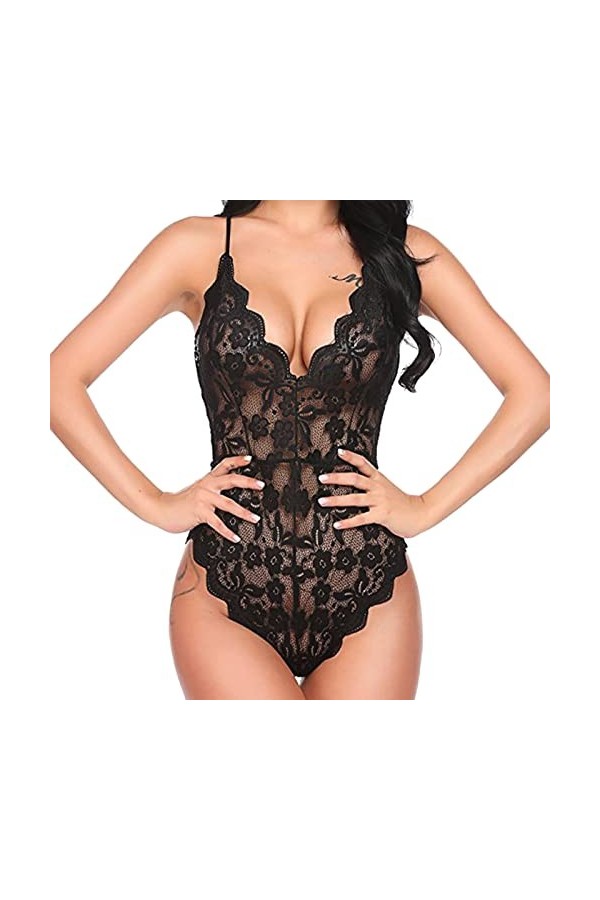 Ensemble Lingerie Feminine Sexy Erotisme Lingerie Sensuelle Dentelle Nuisette Sexy Nuit Teddy Nuisette Mini Robe Slutty Hot C