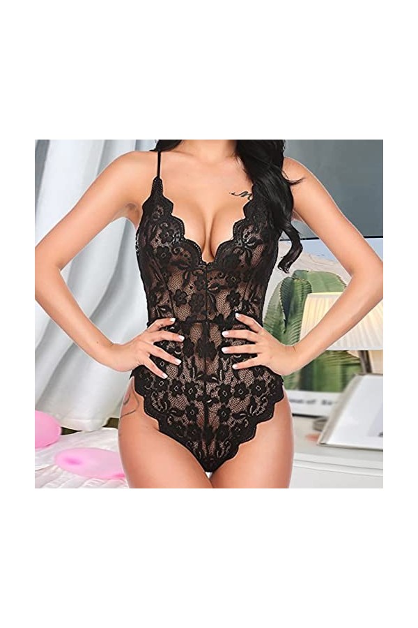 Ensemble Lingerie Feminine Sexy Erotisme Lingerie Sensuelle Dentelle Nuisette Sexy Nuit Teddy Nuisette Mini Robe Slutty Hot C