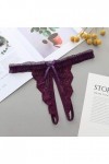 IKFIVQD Lingerie sexy pour femme - Culotte pyjama pour femme - String ouvert en dentelle, violet, taille unique