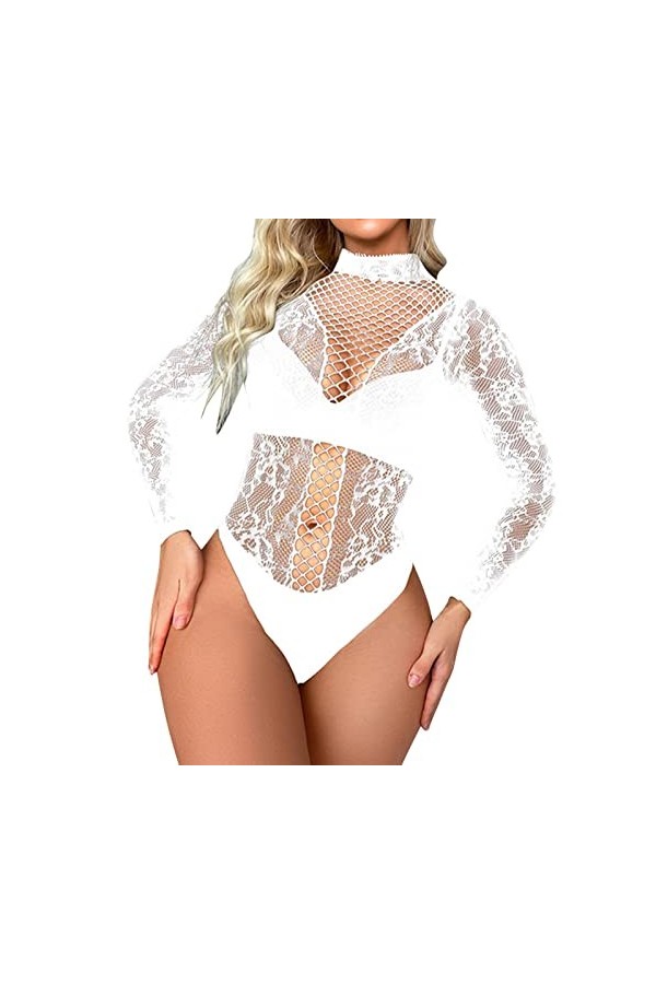Sous-vêtements sexy pour femme - Lingerie chère à manches longues - Résille séduisante - Manteau en maille sexy - W572 - Ense