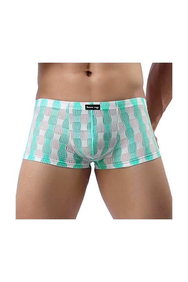 Sous-vêtements pour homme - Sous-vêtements sexy et respirants - Sous-vêtements de nuit confortables - Boxer noir, bleu clair,