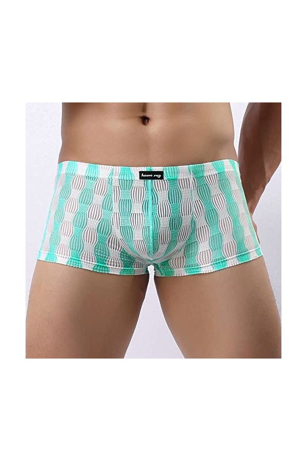 Sous-vêtements pour homme - Sous-vêtements sexy et respirants - Sous-vêtements de nuit confortables - Boxer noir, bleu clair,