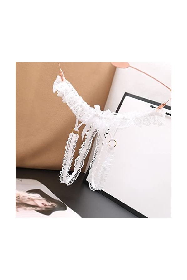 Latex Sexuel sous-vêtements Culottes en Dentelle Culotte Taille Sexy Culotte Ouverte à lentrejambe Culotte Basse pour Femme 
