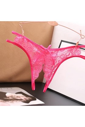 TDEOK Sous-vêtements en dentelle à faible crotch pour femme Culotte sexy Culotte ouverte pour femme Sous-vêtements transparen