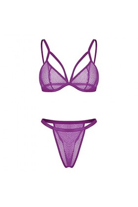 Lingerie Sexy Femme Coquine Hot Grande Taille Bra PolaneEmbroideDe Jour à la Femme Lingerie Ouverte Perle Purple, S 