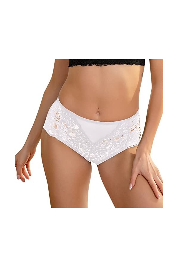 Culotte Sculptante pour Femme Femmes Maille Arc brodé Dentelle Transparent String Sexy sous-vêtements Dos Pansement évider Cu