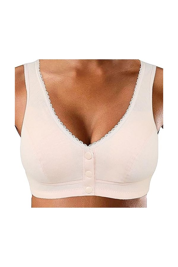 Soutien-gorge pour femme - En coton doux - Sans anneau en acier - Avec boucle sur le devant - Pour femme - Pour les personnes
