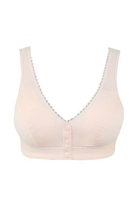 Soutien-gorge pour femme - En coton doux - Sans anneau en acier - Avec boucle sur le devant - Pour femme - Pour les personnes