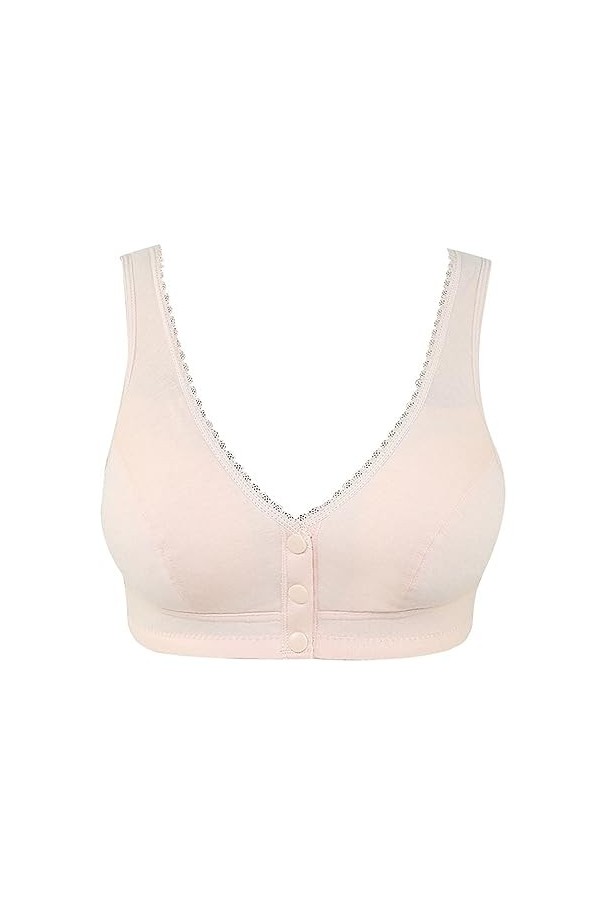 Soutien-gorge pour femme - En coton doux - Sans anneau en acier - Avec boucle sur le devant - Pour femme - Pour les personnes