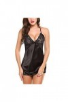 Générique Set Sexy Mesh Home Nightgown Nightdress Lingerie Harnais Pyjama Lingerie De Peau A1-Black, XL 