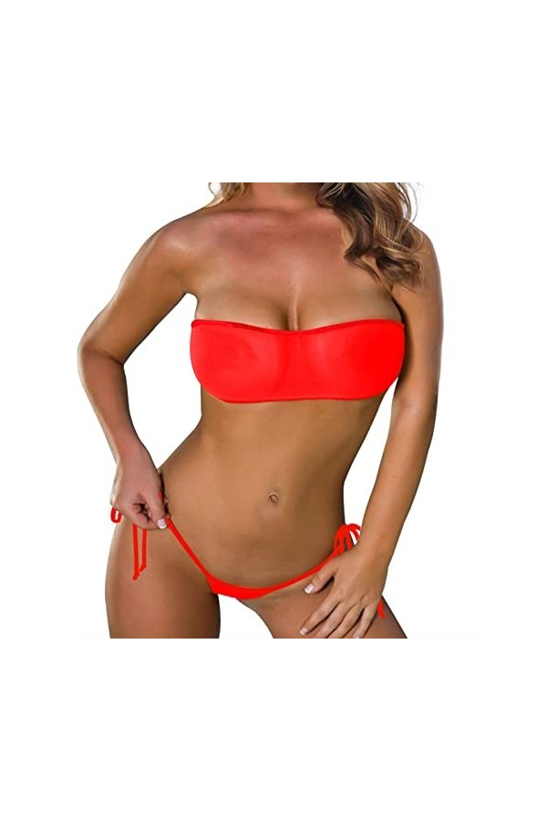 Ouvert Ensemble de lingerie sexy sexy pour femme et femme, rouge, M