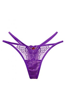 CAOQAO Culotte sexy en dentelle pour femme, Lilas B, Taille unique