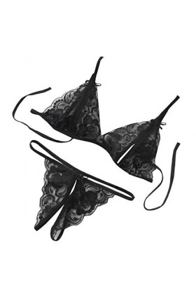 Luckywaqng Les femmes goûtent les seins à trois têtes + sous-vêtements ouverts Lingerie Poitrine libre, Noir , taille unique