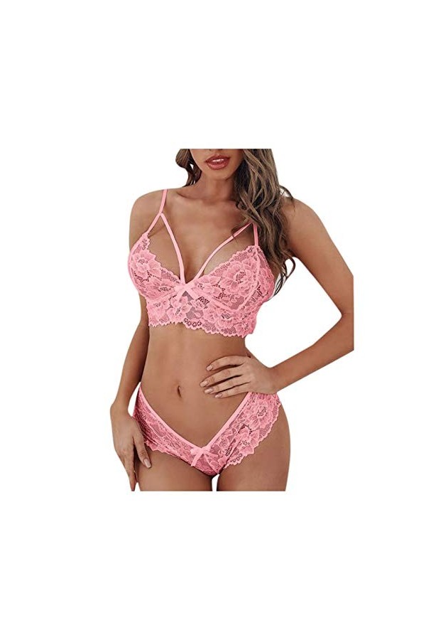 Ensemble Lingerie Femme 2 Pieces Sexy Push-Up De Dentelle sous-Vêtements De Seduction Dentelle Soutiens-Gorge Et G-String Bab