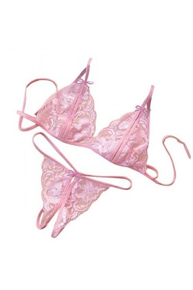 Luckywaqng Les femmes goûtent les seins à trois têtes + sous-vêtements ouverts Lingerie Poitrine libre, Rose, taille unique