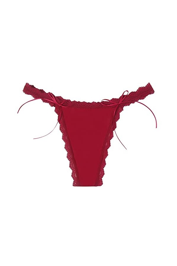 Bow Lady Sous-vêtements Sexy Femmes Paillettes Dentelle Low Rise Thongs Sous-vêtements Culotte Sexy Panty Lingerie Fou, rouge