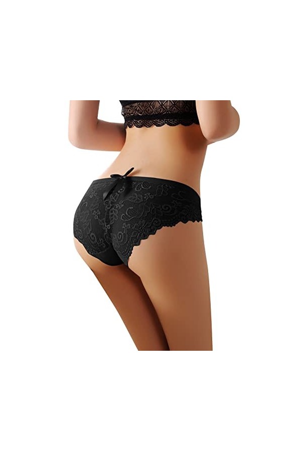 Culottes pour Dames Culottes en Dentelle avec nœud Culottes Sexy Transparentes Culottes sans Couture Slip Microfibre